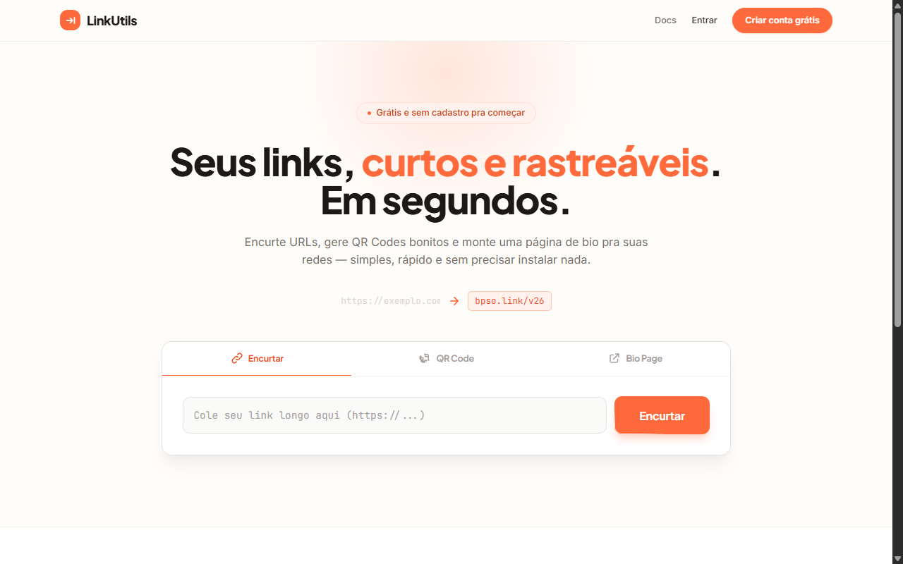 LinkUtils — encurtador de links, QR Code e bio